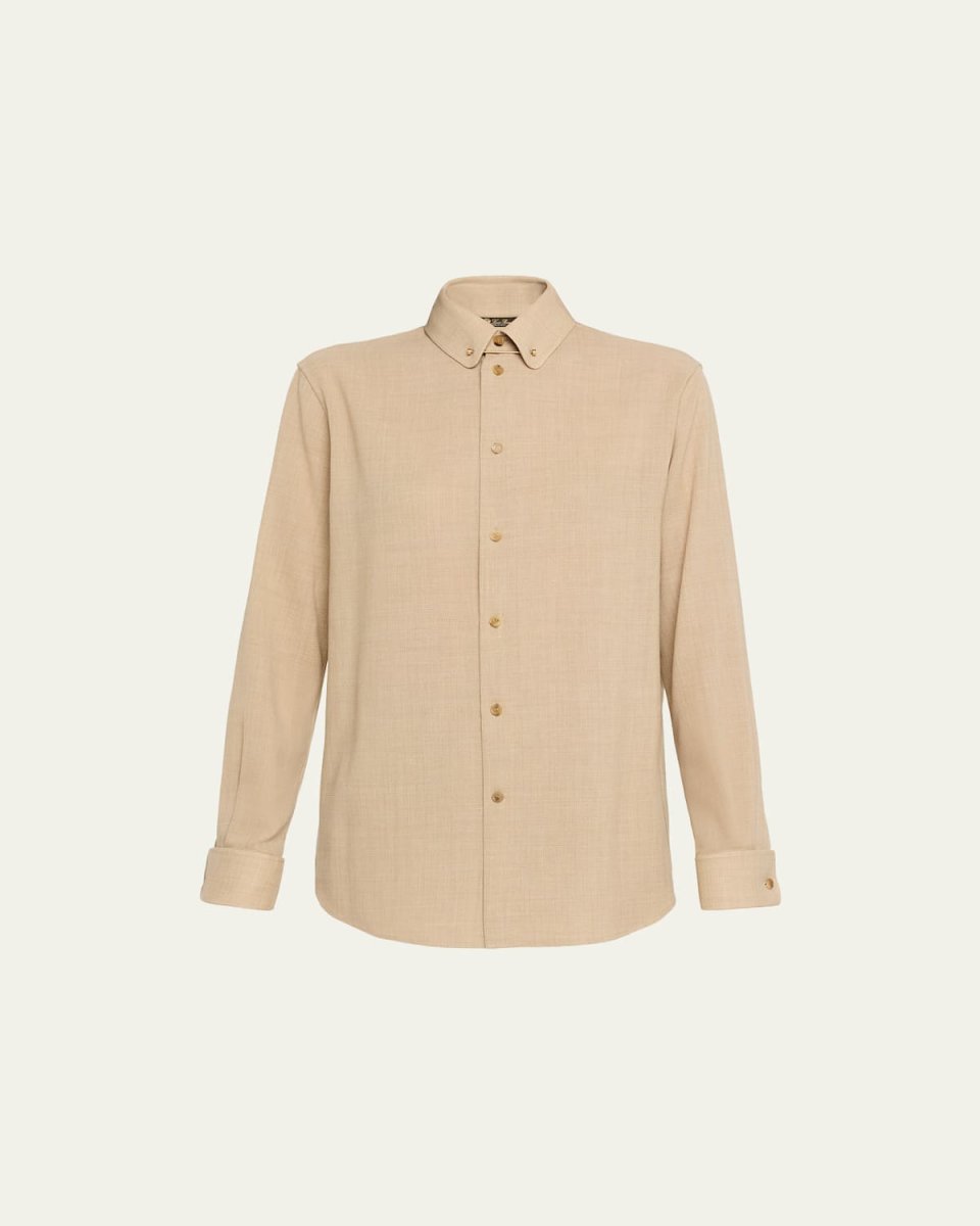 Thea Collar-Pin Wool Button-Down Shirt